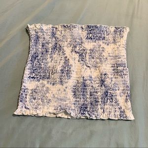 H&M White and Blue Tube Top